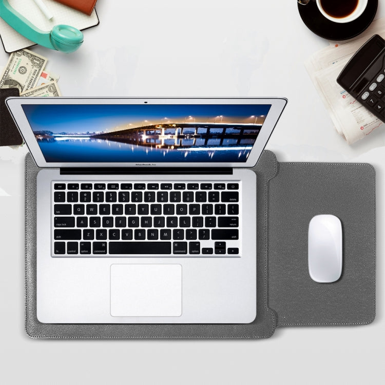 4 in 1 Laptop PU Leather Bag + Power Bag + Cable Tie + Mouse Bag for MacBook 11-12 inch