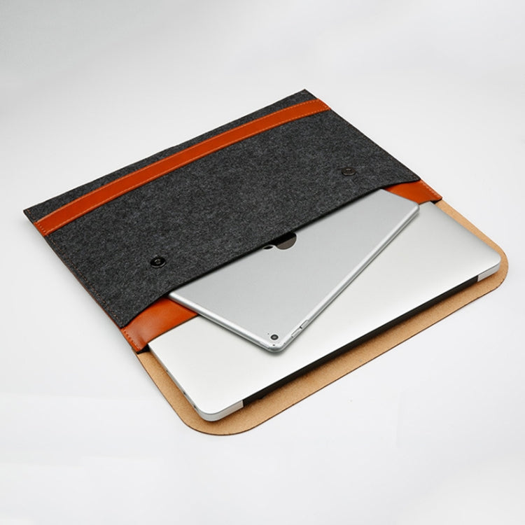 Horizontal Laptop Microfiber Leather Polyester Felt Double Magnetic Buckle Inner Bag for MacBook 12 inch