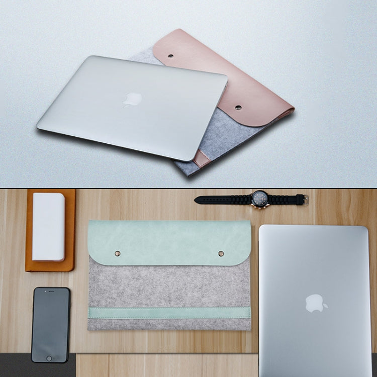 Horizontal Laptop Microfiber Leather Polyester Felt Double Magnetic Buckle Inner Bag for MacBook 13.3 inch