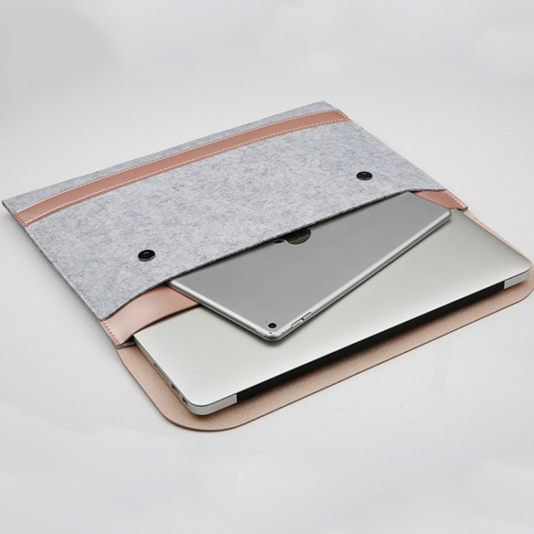 Horizontal Laptop Microfiber Leather Polyester Felt Double Magnetic Buckle Inner Bag for MacBook 13.3 inch