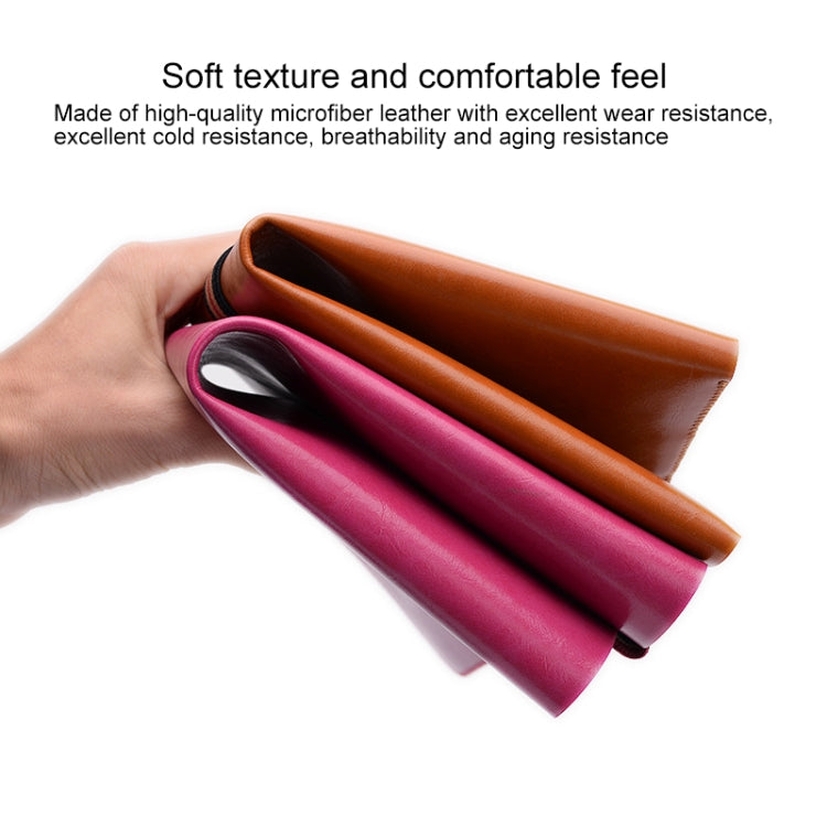 Horizontal Elastic Band Laptop Microfiber Leather Inner Bag for MacBook Pro 15.4 inch (Dark Brown)