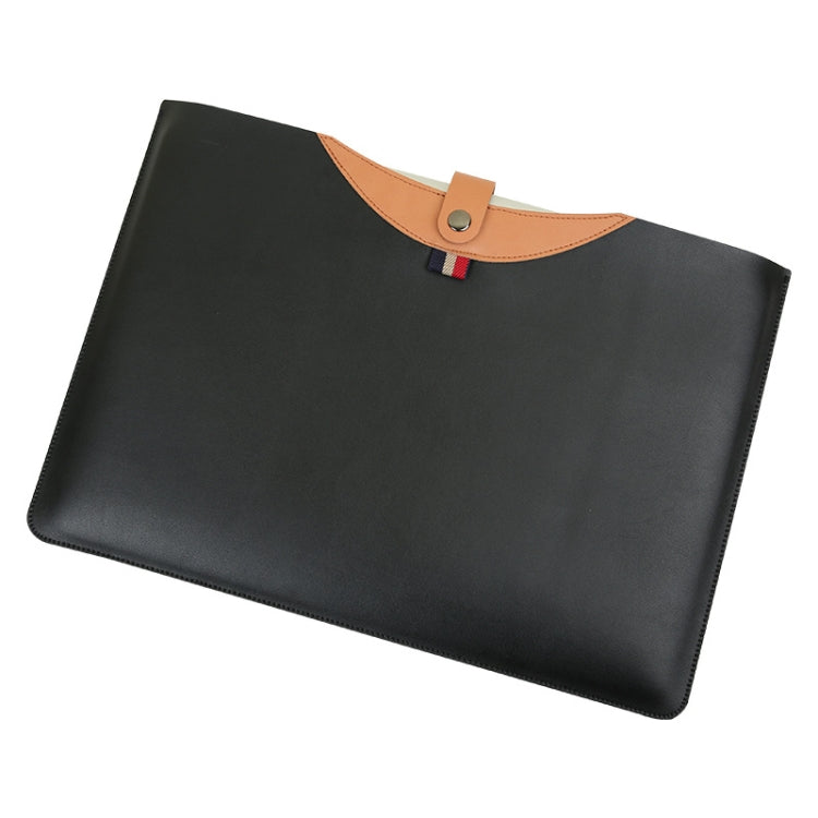Horizontal Magnetic Buckle Laptop Microfiber Leather Inner Bag for MacBook Pro 15.4 inch(Black Brown)