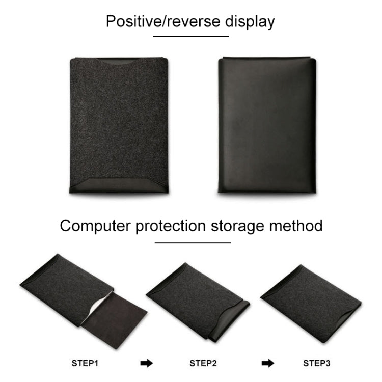 Laptop Crazy Horse Texture Fur Felt Inner Bag for MacBook 13.3 inch