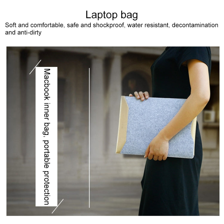 Laptop Crazy Horse Texture Fur Felt Inner Bag for MacBook 15.4 inch