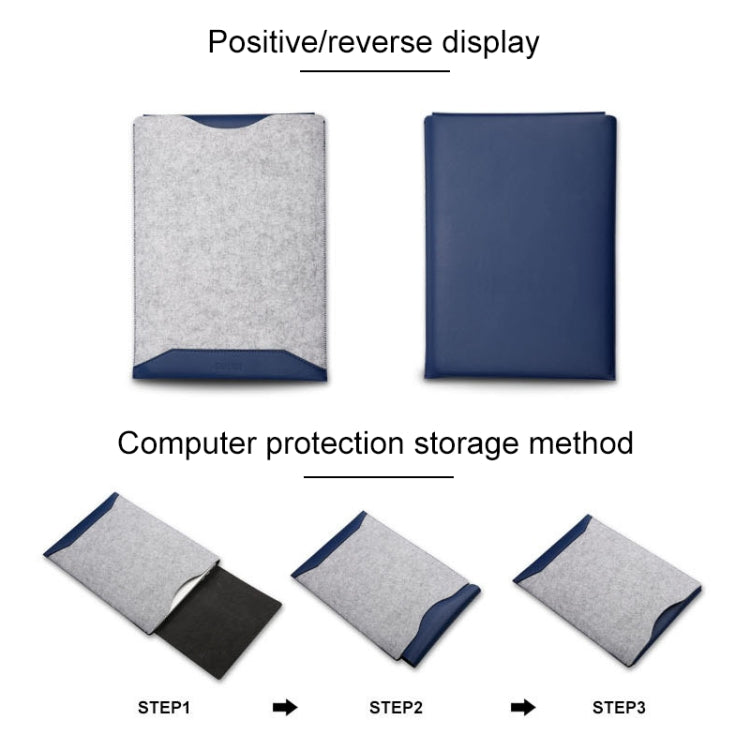 Laptop Crazy Horse Texture Fur Felt Inner Bag for MacBook 15.4 inch
