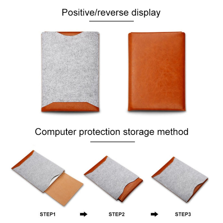 Laptop Crazy Horse Texture Fur Felt Inner Bag for MacBook 15.4 inch