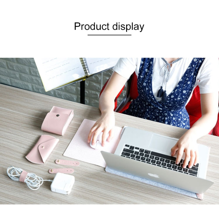 4 in 1 Laptop Crazy Horse Texture Fur Felt Inner Bag + Power Bag + Mouse Storage Bag + 3 Earphone Cable Winders for MacBook 11.6 inch