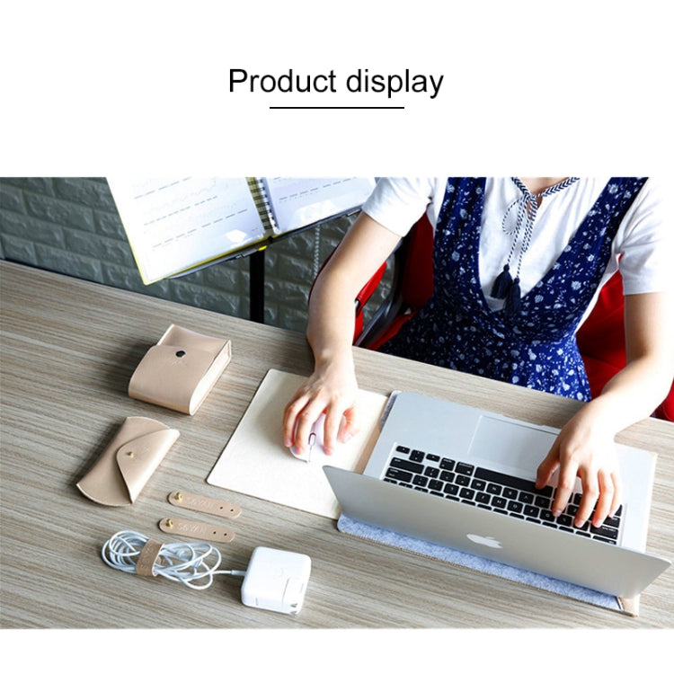 4 in 1 Laptop Crazy Horse Texture Fur Felt Inner Bag + Power Bag + Mouse Storage Bag + 3 Earphone Cable Winders for MacBook 13.3 inch (2016 - 2017)