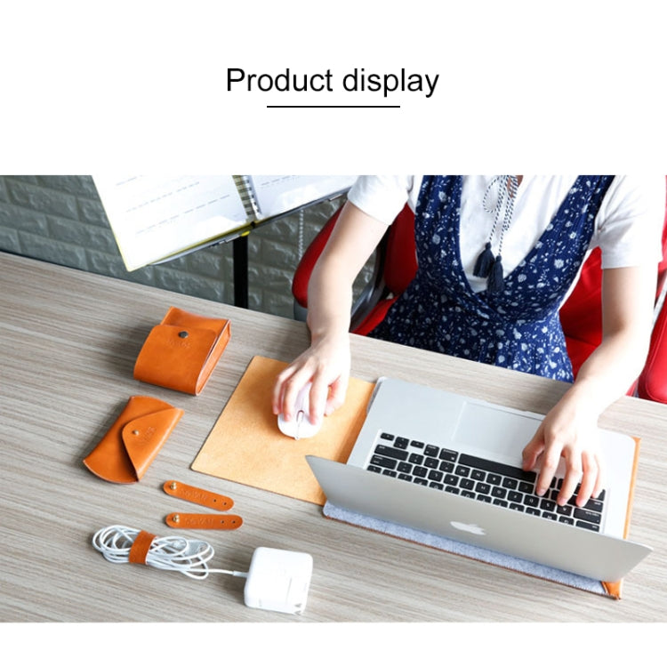4 in 1 Laptop Crazy Horse Texture Fur Felt Inner Bag + Power Bag + Mouse Storage Bag + 3 Earphone Cable Winders for MacBook 13.3 inch (2016 - 2017)