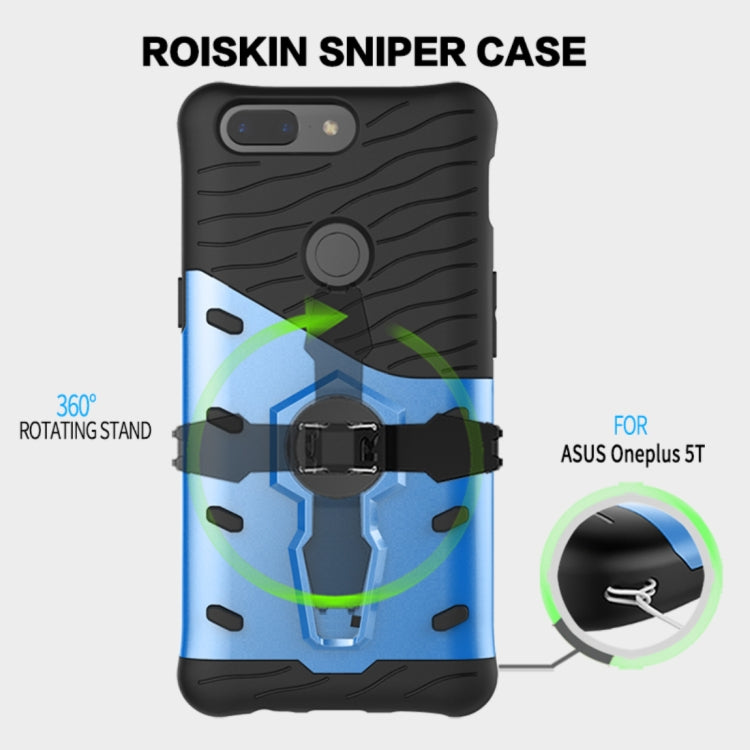 For OnePlus  5T PC + TPU Dropproof Sniper Hybrid Protective Back Cover Case with 360 Degree Rotation Holder