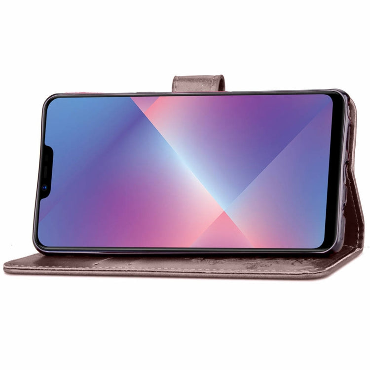 Lucky Clover Pressed Flowers Pattern Leather Case for OPPO A5, with Holder & Card Slots & Wallet & Hand Strap