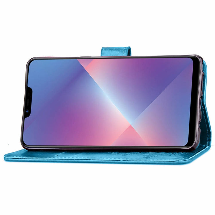 Lucky Clover Pressed Flowers Pattern Leather Case for OPPO A5, with Holder & Card Slots & Wallet & Hand Strap