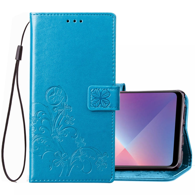 Lucky Clover Pressed Flowers Pattern Leather Case for OPPO A5, with Holder & Card Slots & Wallet & Hand Strap