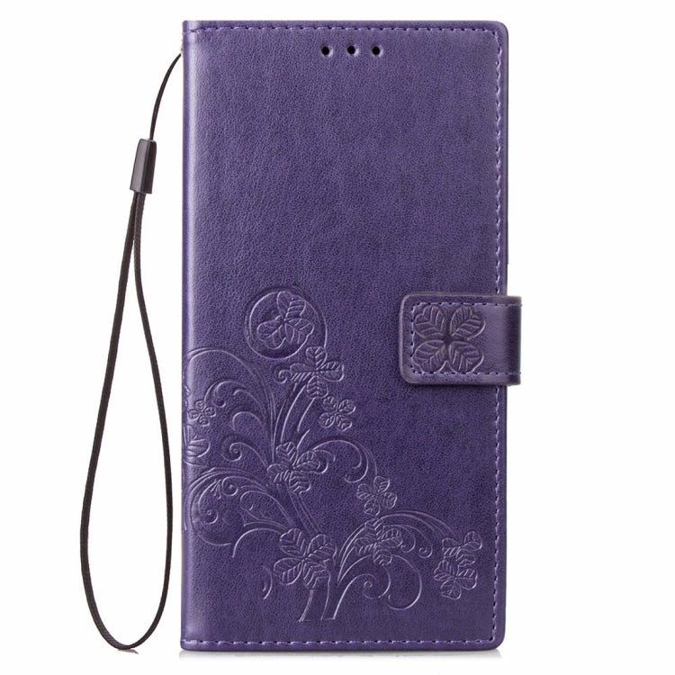 Lucky Clover Pressed Flowers Pattern Leather Case for OPPO A5, with Holder & Card Slots & Wallet & Hand Strap