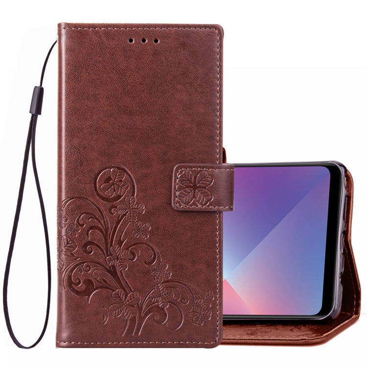 Lucky Clover Pressed Flowers Pattern Leather Case for OPPO A5, with Holder & Card Slots & Wallet & Hand Strap