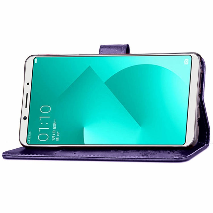 Lucky Clover Pressed Flowers Pattern Leather Case for OPPO A83, with Holder & Card Slots & Wallet & Hand Strap