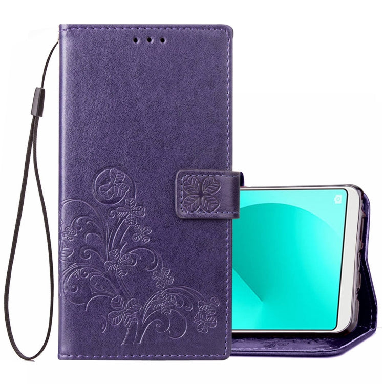 Lucky Clover Pressed Flowers Pattern Leather Case for OPPO A83, with Holder & Card Slots & Wallet & Hand Strap