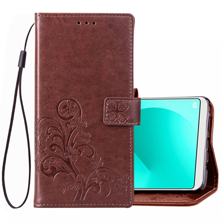 Lucky Clover Pressed Flowers Pattern Leather Case for OPPO A83, with Holder & Card Slots & Wallet & Hand Strap