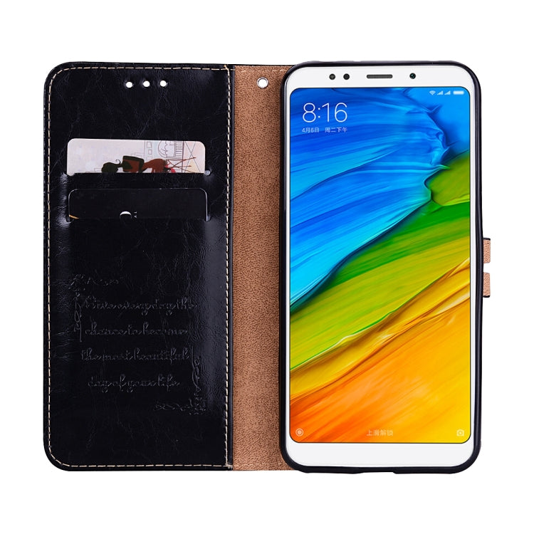 For Xiaomi Redmi 5 Plus Oil Wax Texture Horizontal Flip Leather Case with Holder