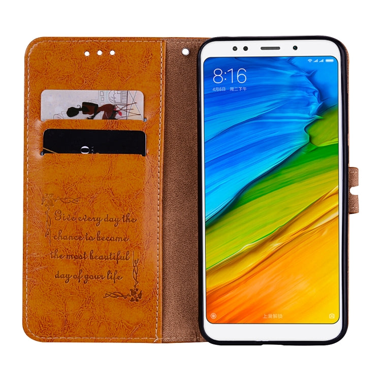 For Xiaomi Redmi 5 Plus Oil Wax Texture Horizontal Flip Leather Case with Holder