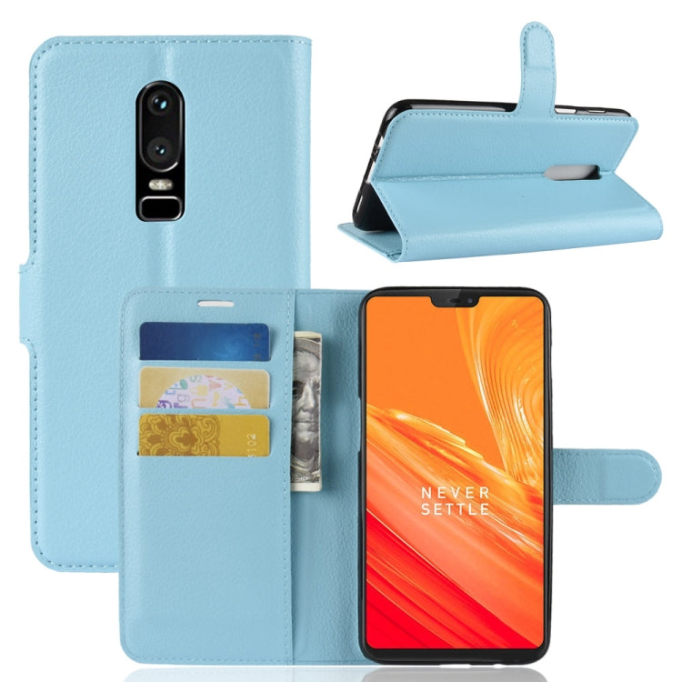 For OnePlus 6 Litchi Texture Horizontal Flip Leather Case with Holder & Card Slots & Wallet