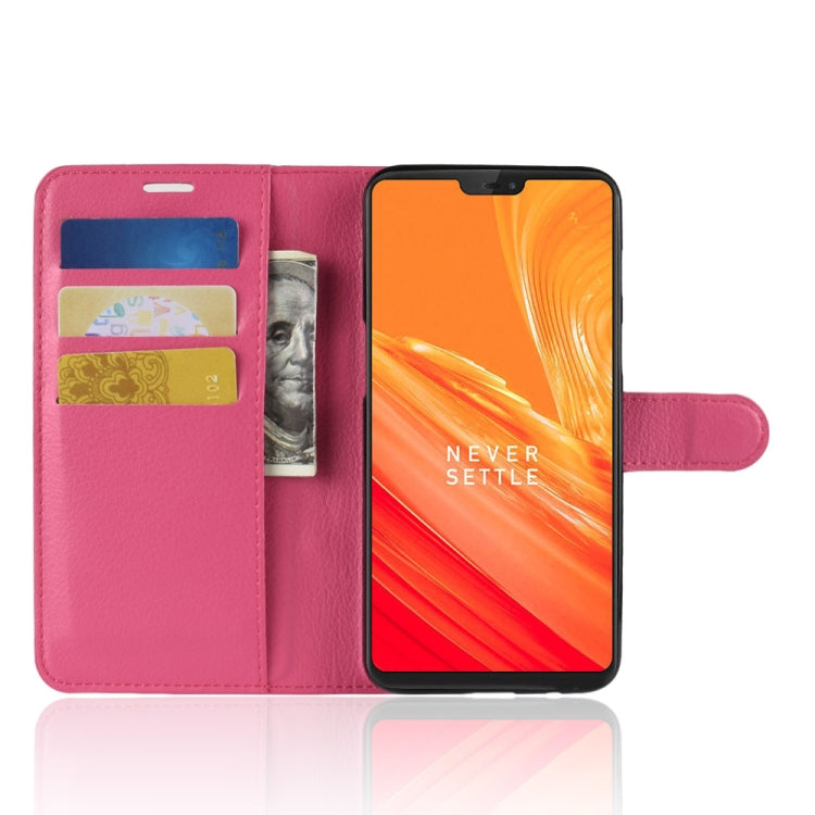 For OnePlus 6 Litchi Texture Horizontal Flip Leather Case with Holder & Card Slots & Wallet