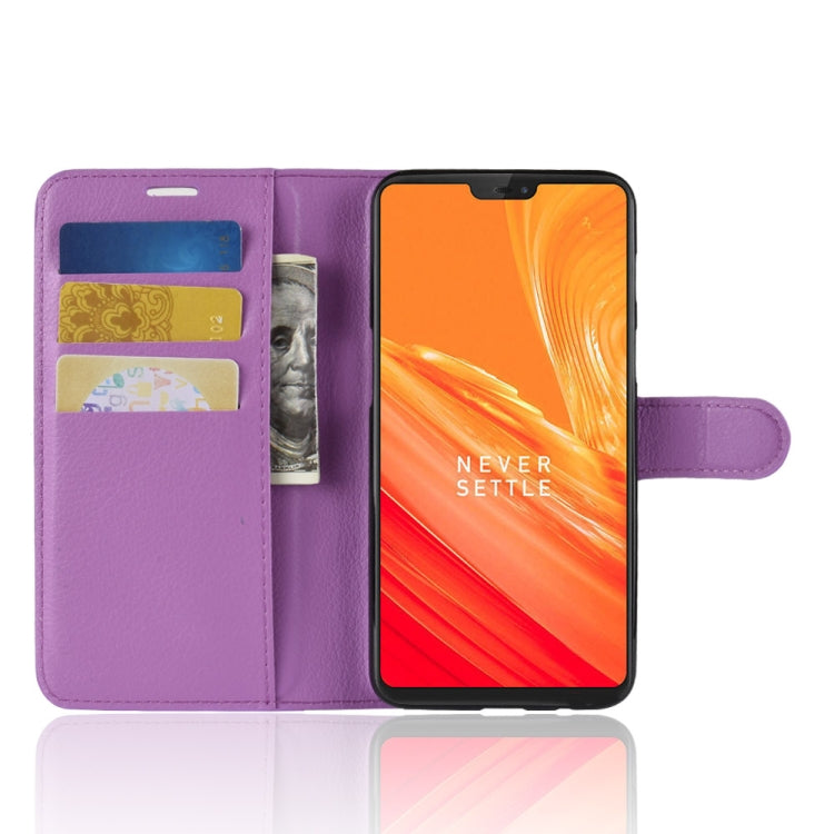 For OnePlus 6 Litchi Texture Horizontal Flip Leather Case with Holder & Card Slots & Wallet