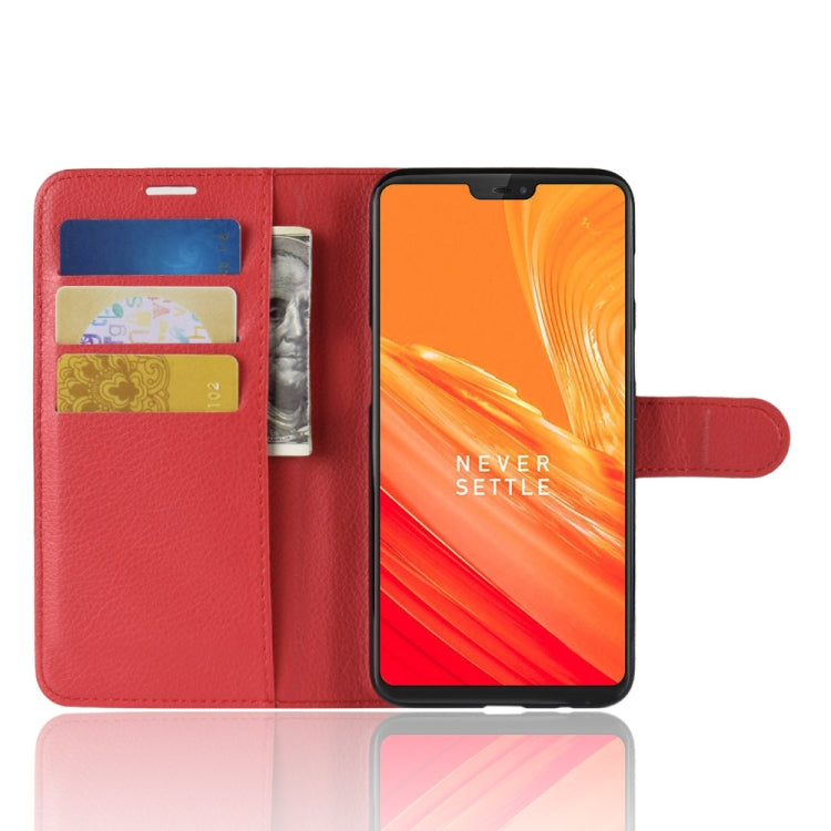 For OnePlus 6 Litchi Texture Horizontal Flip Leather Case with Holder & Card Slots & Wallet