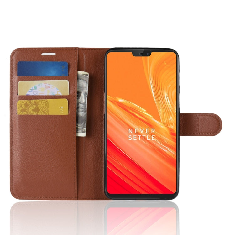 For OnePlus 6 Litchi Texture Horizontal Flip Leather Case with Holder & Card Slots & Wallet