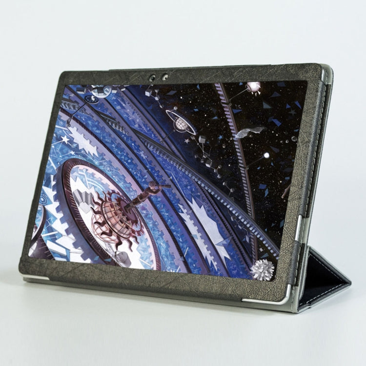 For Teclast T10 & T20 Steel Wire Texture Horizontal Flip Leather Case with Three-folding Holder & Sleep / Wake up Function