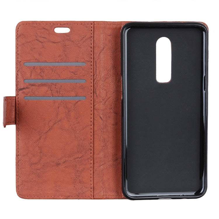 Copper Buckle Retro Crazy Horse Texture Horizontal Flip Leather Case for One Plus 6, with Holder & Card Slots & Wallet