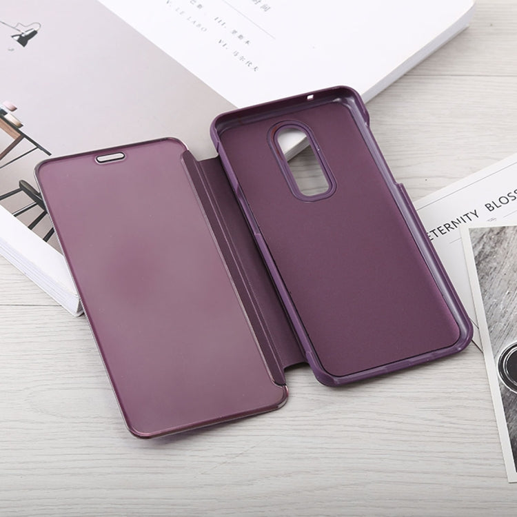 Curved Streamer Plating Shockproof Leather Case for One Plus 6T, with Holder & Sleep / Wake-up Function