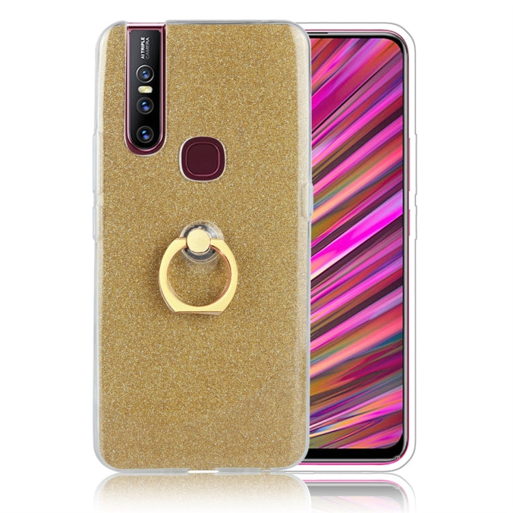 Glittery Powder Shockproof TPU Protective Case for Vivo V15, with 360 Degree Rotation Ring Holder