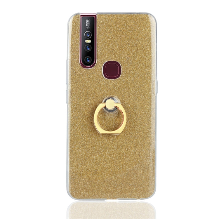 Glittery Powder Shockproof TPU Protective Case for Vivo V15, with 360 Degree Rotation Ring Holder