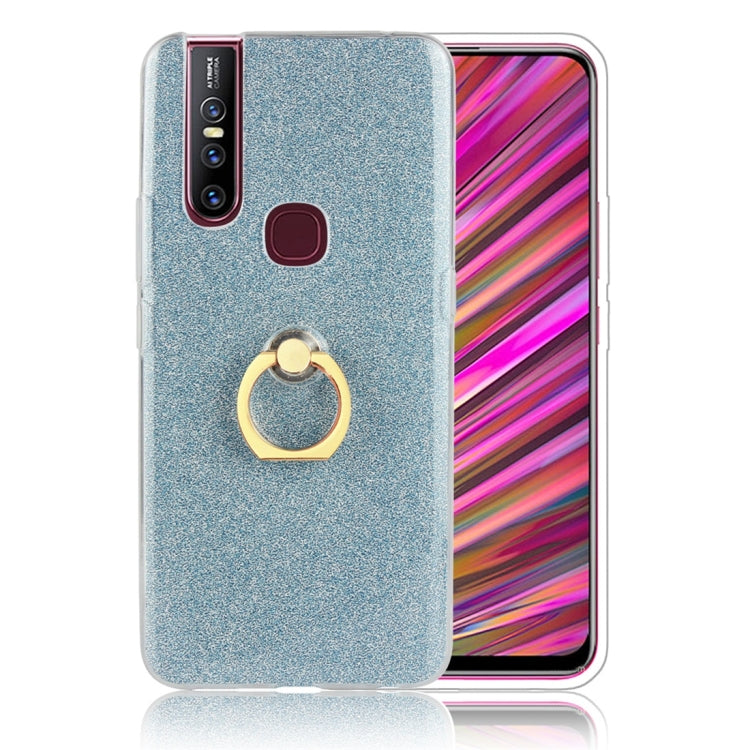 Glittery Powder Shockproof TPU Protective Case for Vivo V15, with 360 Degree Rotation Ring Holder