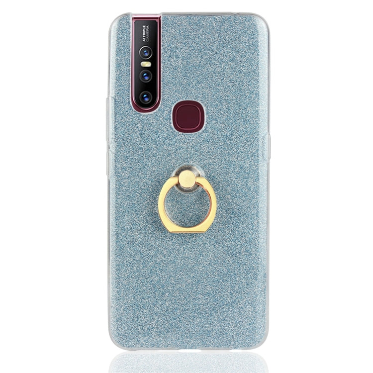 Glittery Powder Shockproof TPU Protective Case for Vivo V15, with 360 Degree Rotation Ring Holder
