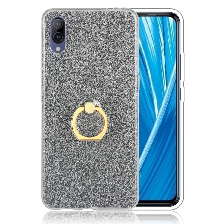 Glittery Powder Shockproof TPU Protective Case for Vivo X23, with 360 Degree Rotation Ring Holder