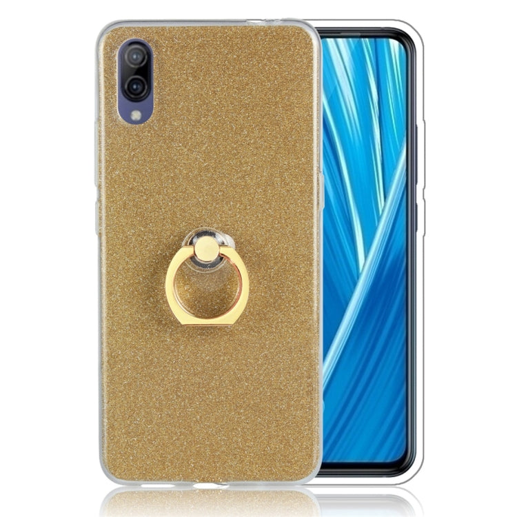 Glittery Powder Shockproof TPU Protective Case for Vivo X23, with 360 Degree Rotation Ring Holder