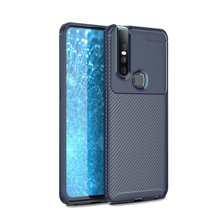 Carbon Fiber Texture Shockproof TPU Case for vivo V15(Blue)