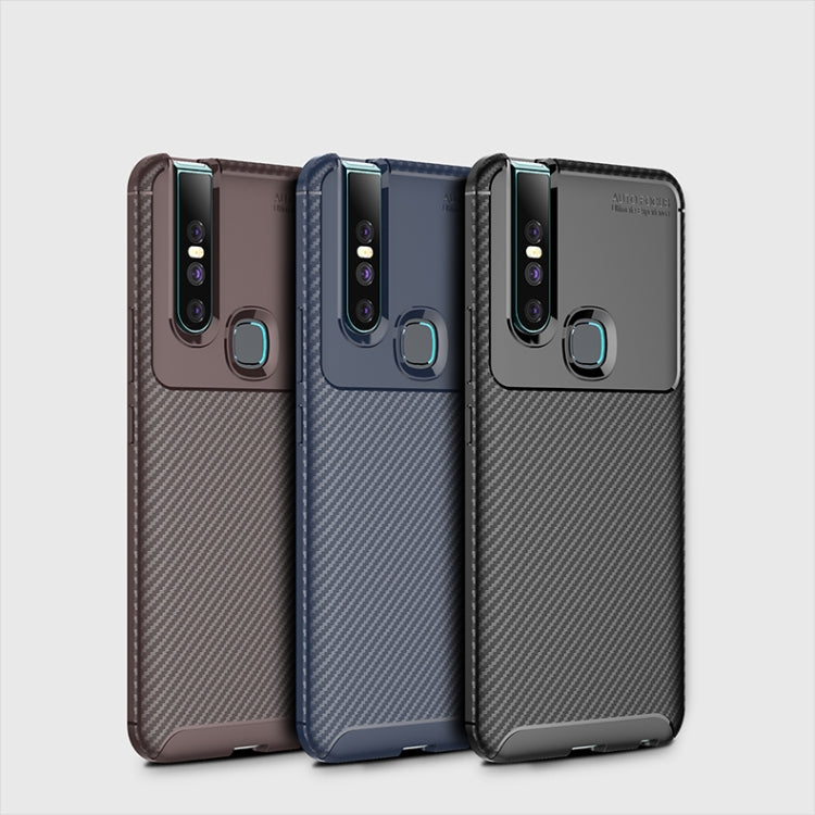 Carbon Fiber Texture Shockproof TPU Case for vivo V15(Blue)