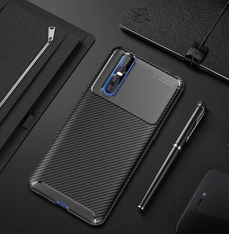 Carbon Fiber Texture Shockproof TPU Case for vivo X27(Black)