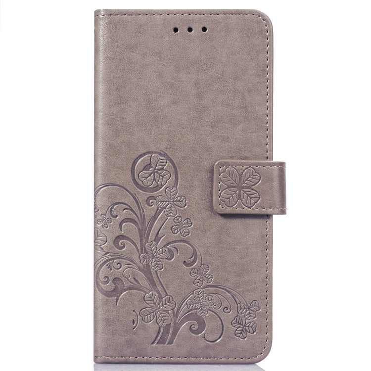 Lucky Clover Pressed Flowers Pattern Leather Case for OnePlus 6T, with Holder & Card Slots & Wallet & Hand Strap