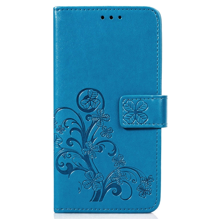 Lucky Clover Pressed Flowers Pattern Leather Case for OnePlus 6T, with Holder & Card Slots & Wallet & Hand Strap