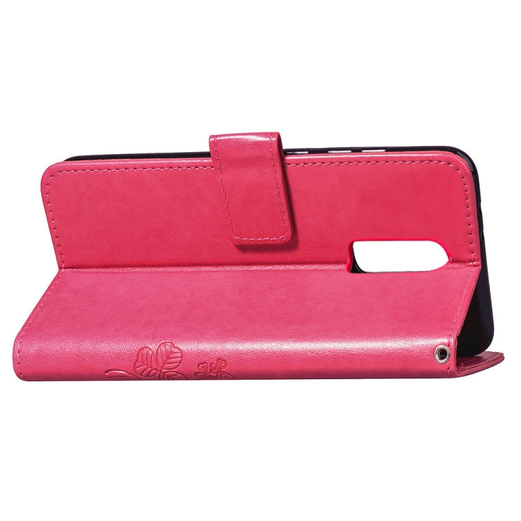 Lucky Clover Pressed Flowers Pattern Leather Case for OnePlus 6T, with Holder & Card Slots & Wallet & Hand Strap