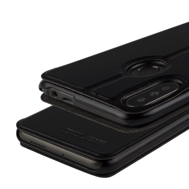 HOMTOM Spring Texture Horizontal Flip Leather Case for HOMTOM C2 with Holder (Black)