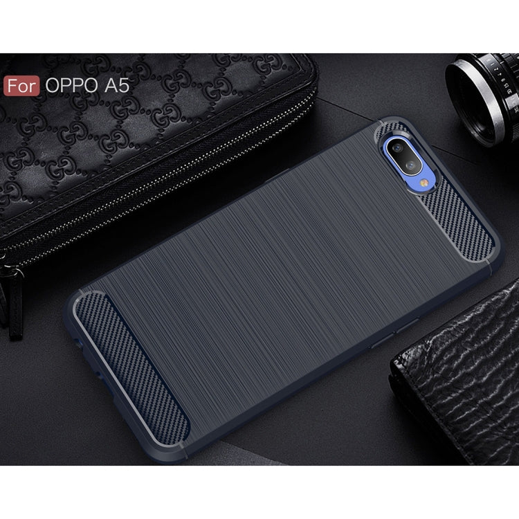Brushed Texture Carbon Fiber Shockproof TPU Case for OPPO A5
