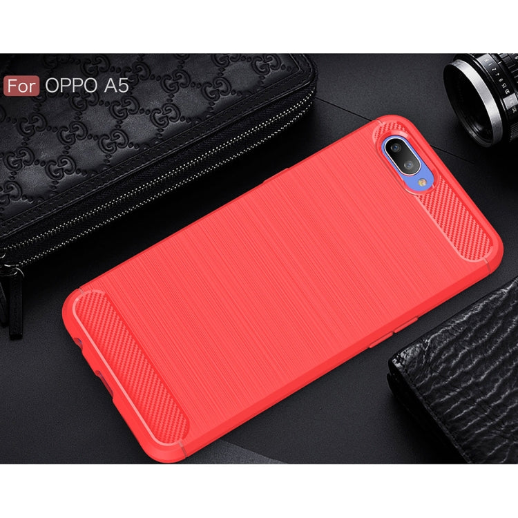 Brushed Texture Carbon Fiber Shockproof TPU Case for OPPO A5