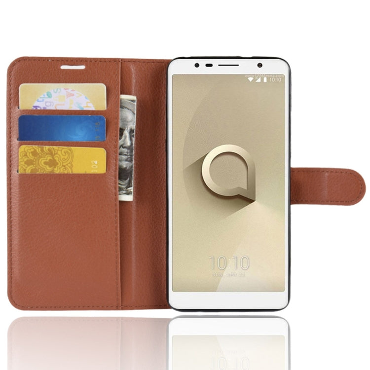 For Alcatel 3C Litchi Texture Horizontal Flip Leather Case with Wallet & Holder & Card Slots