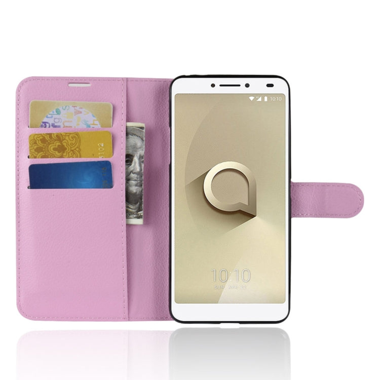 Litchi Texture Horizontal Flip Leather Case for Alcatel 3V, with Wallet & Holder & Card Slots