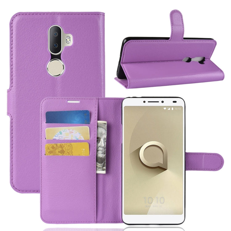 Litchi Texture Horizontal Flip Leather Case for Alcatel 3V, with Wallet & Holder & Card Slots